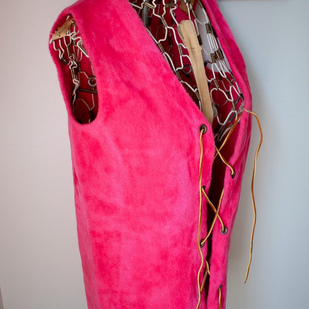Vintage Hot Pink Lace Up Vest One Size